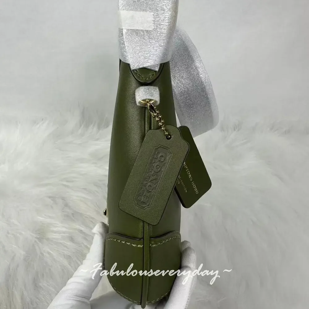 Coach Hamptons Hobo Bag Shoulder Bag In Leather/Brass/Olive CW642 NWT